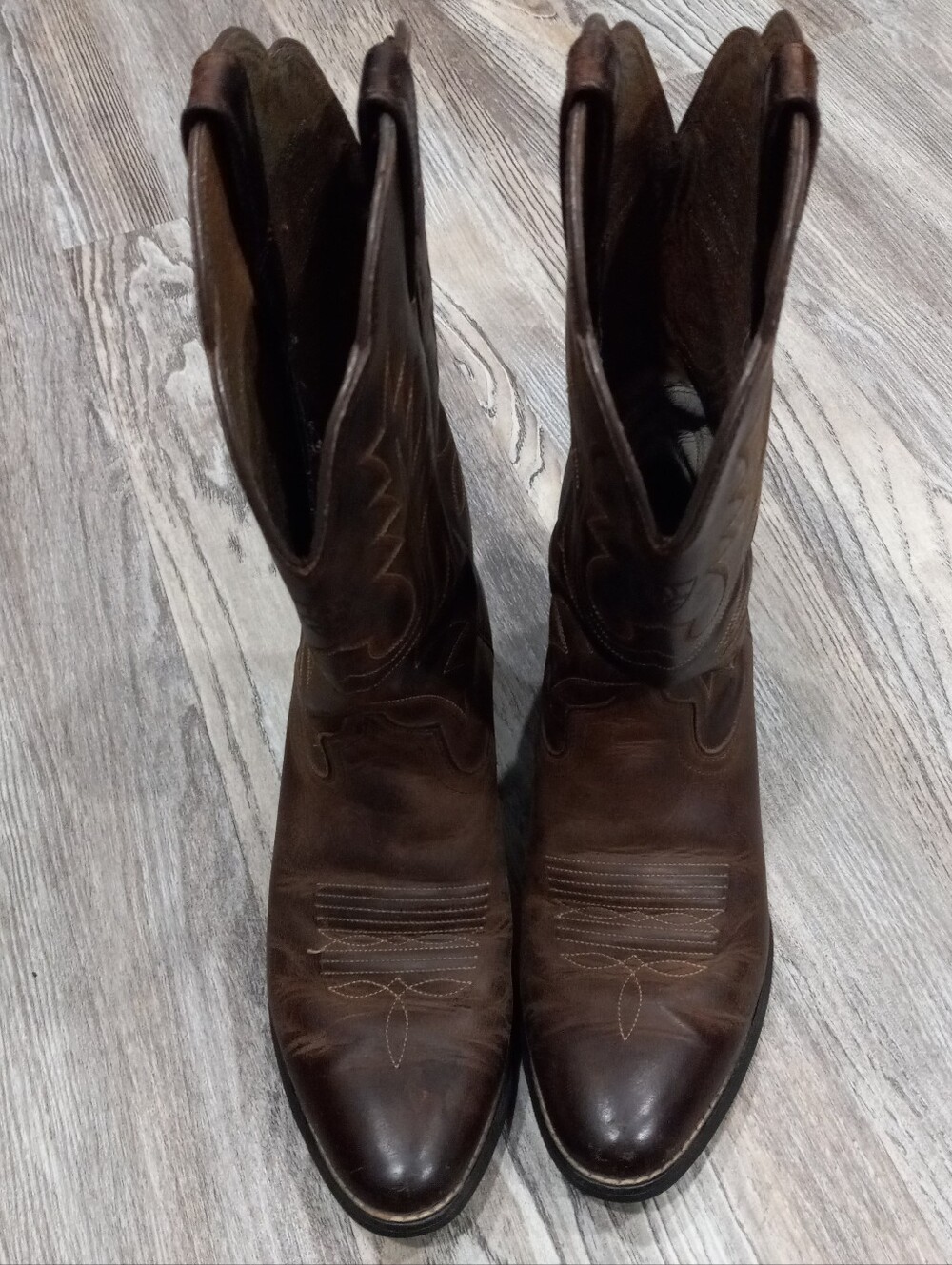 Ariat Western Embroidered Men's Brown Leather Cowboy Bootw Style Size 6.5 - Picture 4 of 16